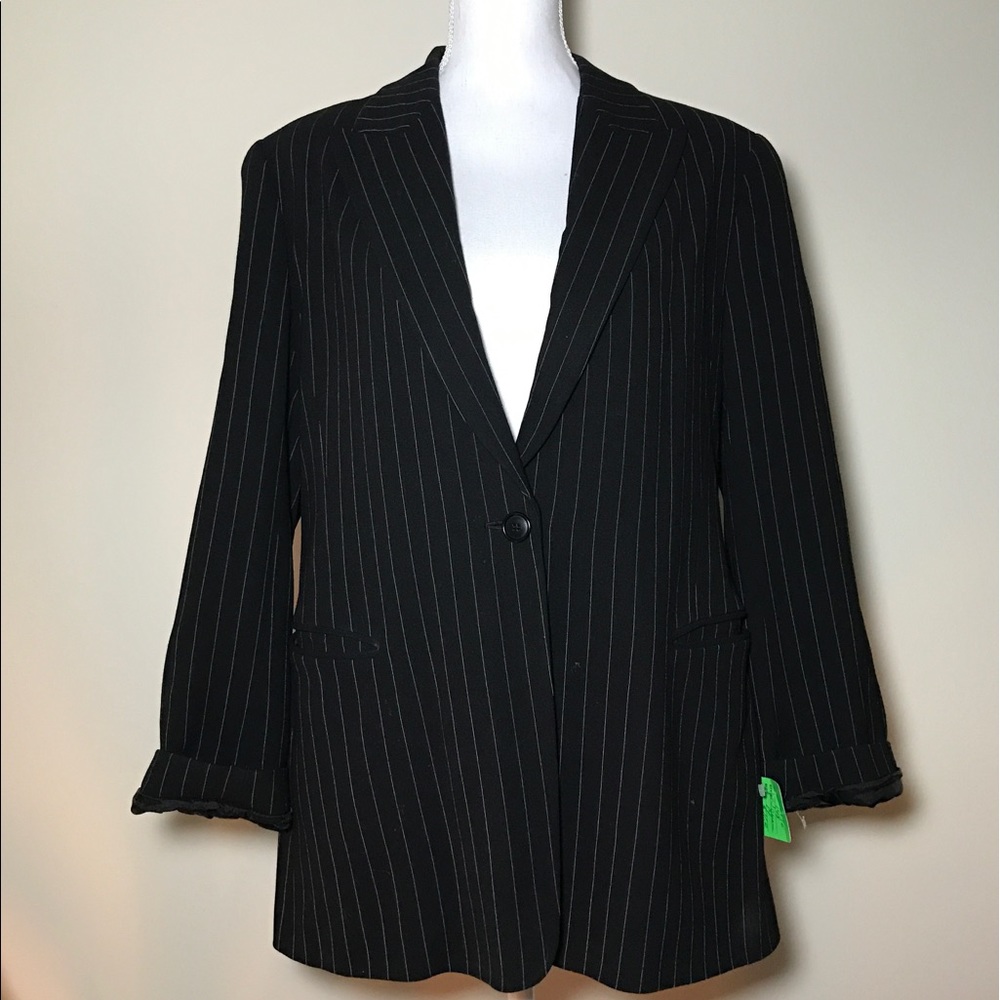 Lafayette 148 Pinstripe Black Blazer Size 14